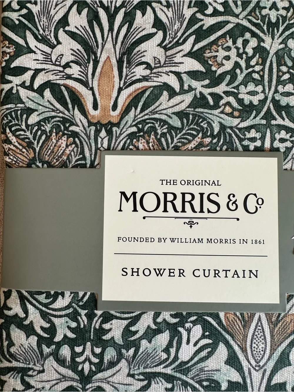 Morris & Co William Morris Green Patterned Shower Curtain